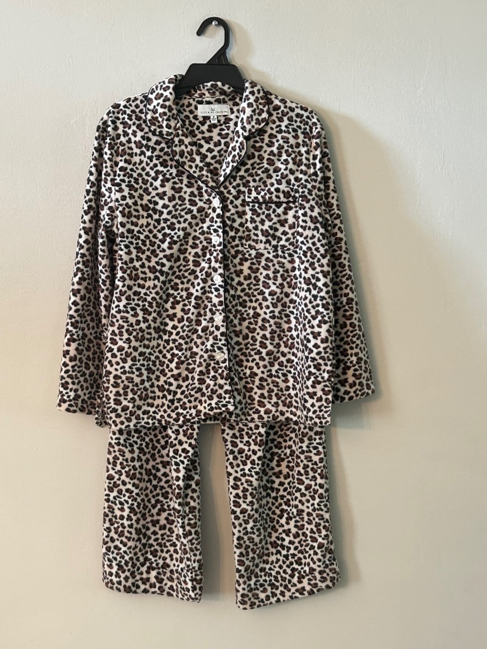 Karen Neuburger Plush Leopard Print Pajama Set Sz S Minky Fall Winter Sleep Cozy